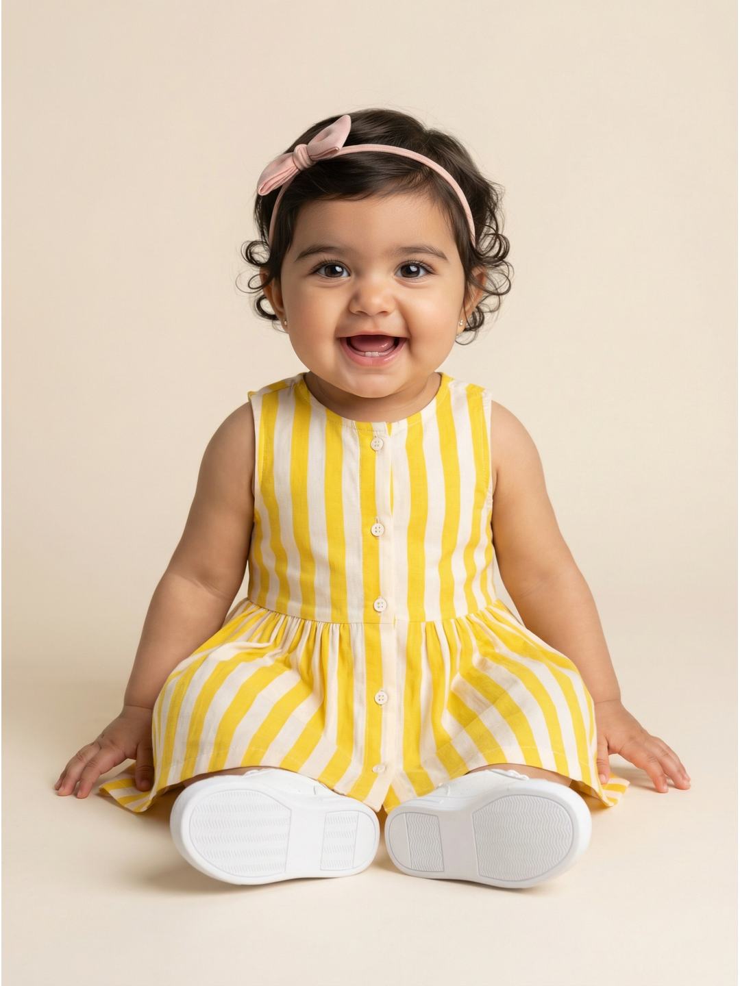 Nautinati Baby Girls Striped Regular Fit Sleeveless Dress