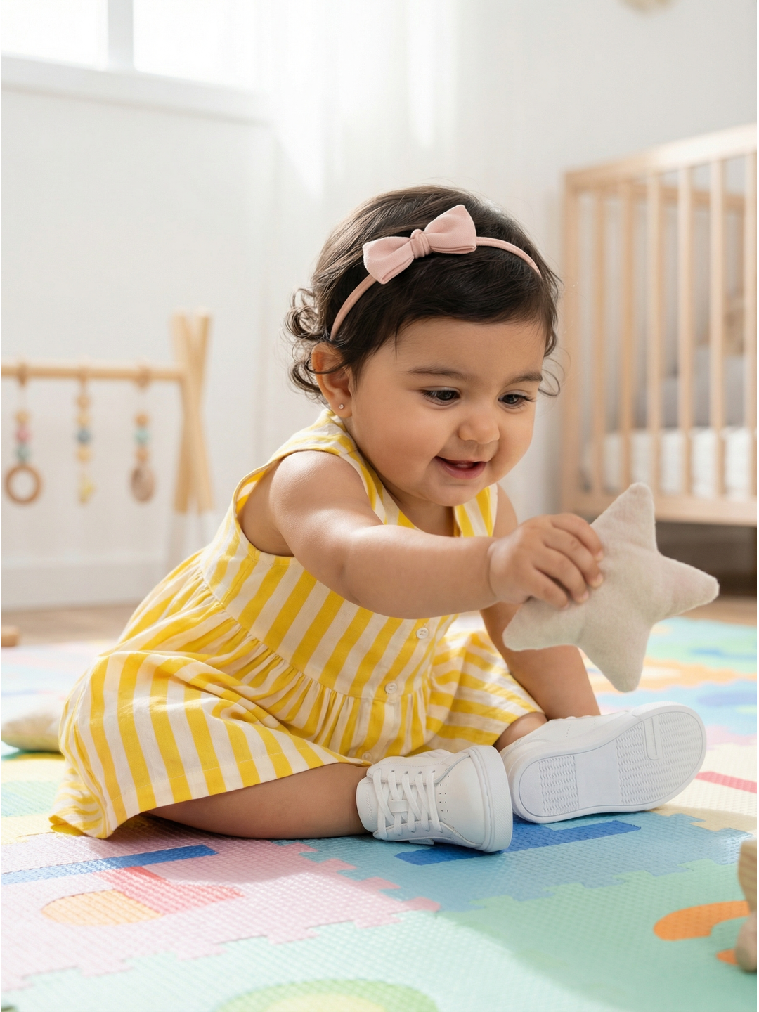 Nautinati Baby Girls Striped Regular Fit Sleeveless Dress