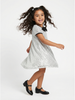 Nautinati Girls' A-line Solid Silver Sequinned Party Dress with Satin Bow