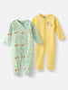 Nautinati Infant's Premium Cotton Graphic Printed Pack of 2 Sleepsuits