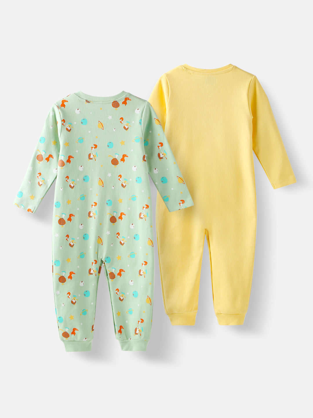 Nautinati Infant's Premium Cotton Graphic Printed Pack of 2 Sleepsuits