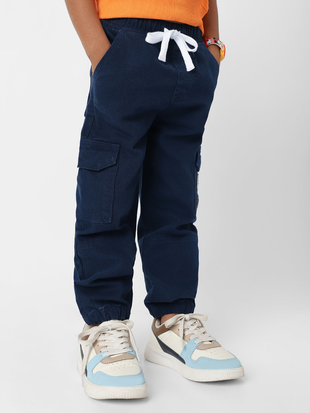 Nautinati Boys' Bear Patch Denim Cargo Style Joggers