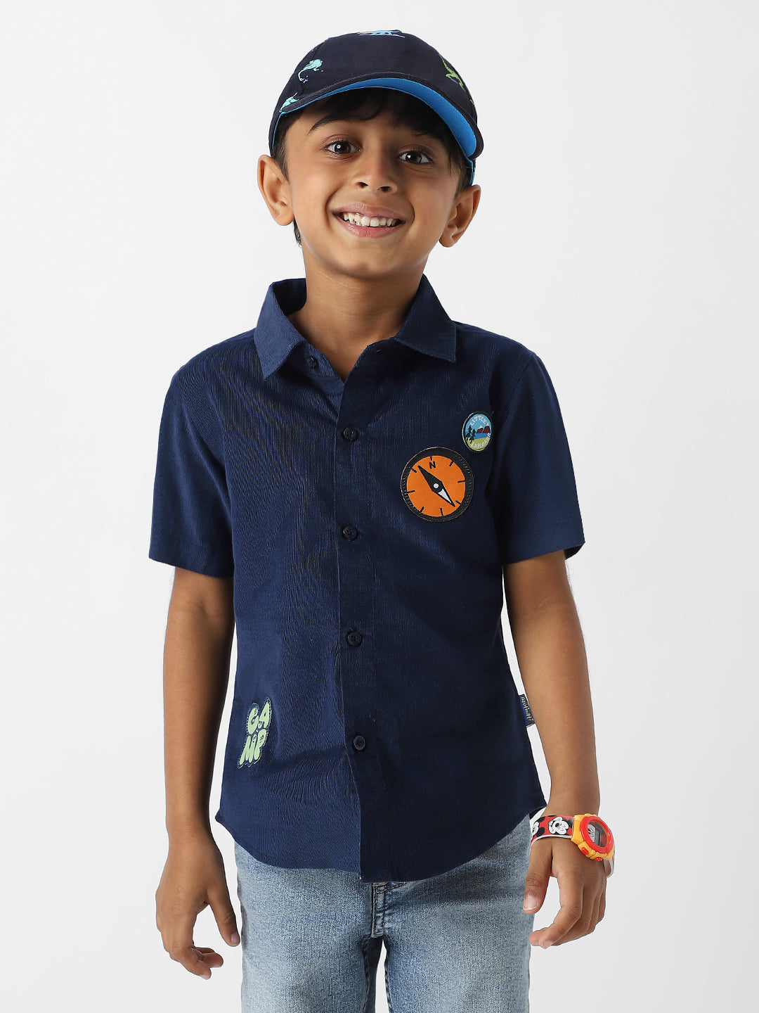 Nautinati Boys' Corduroy Shirt With Badge Detailing