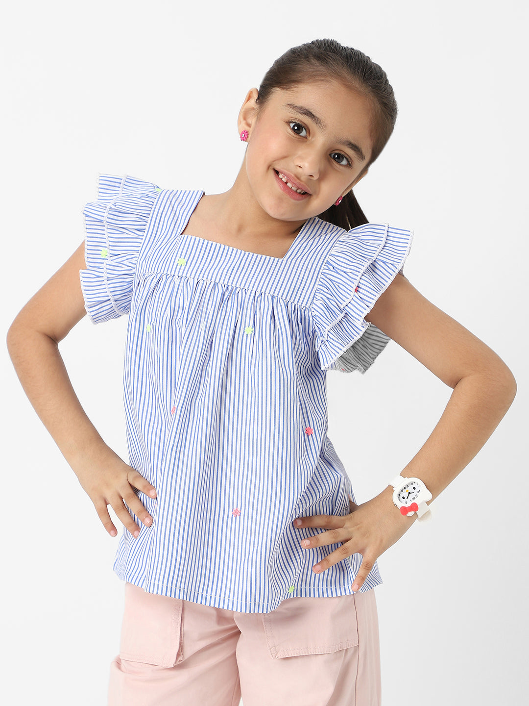 Nautinati Girls' Cotton Striped Top