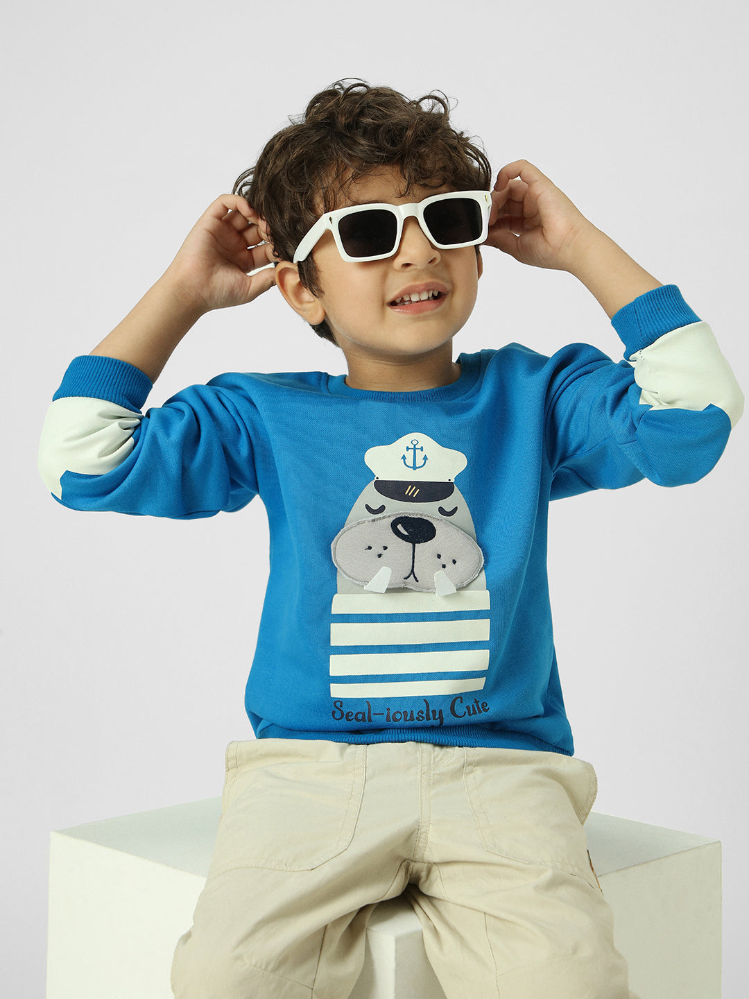 Boys Interactive & Playful Animal-Themed Applique Sweatshirt