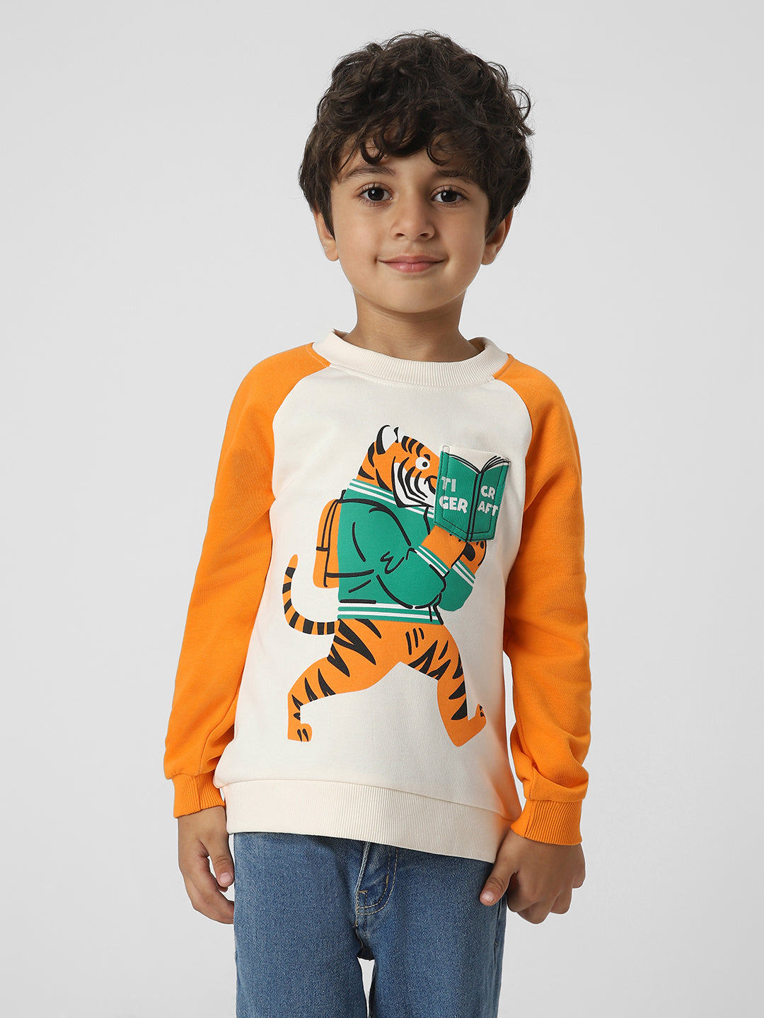 Boys Animal Graphic Printed Sweatshirt With Pocket Detail