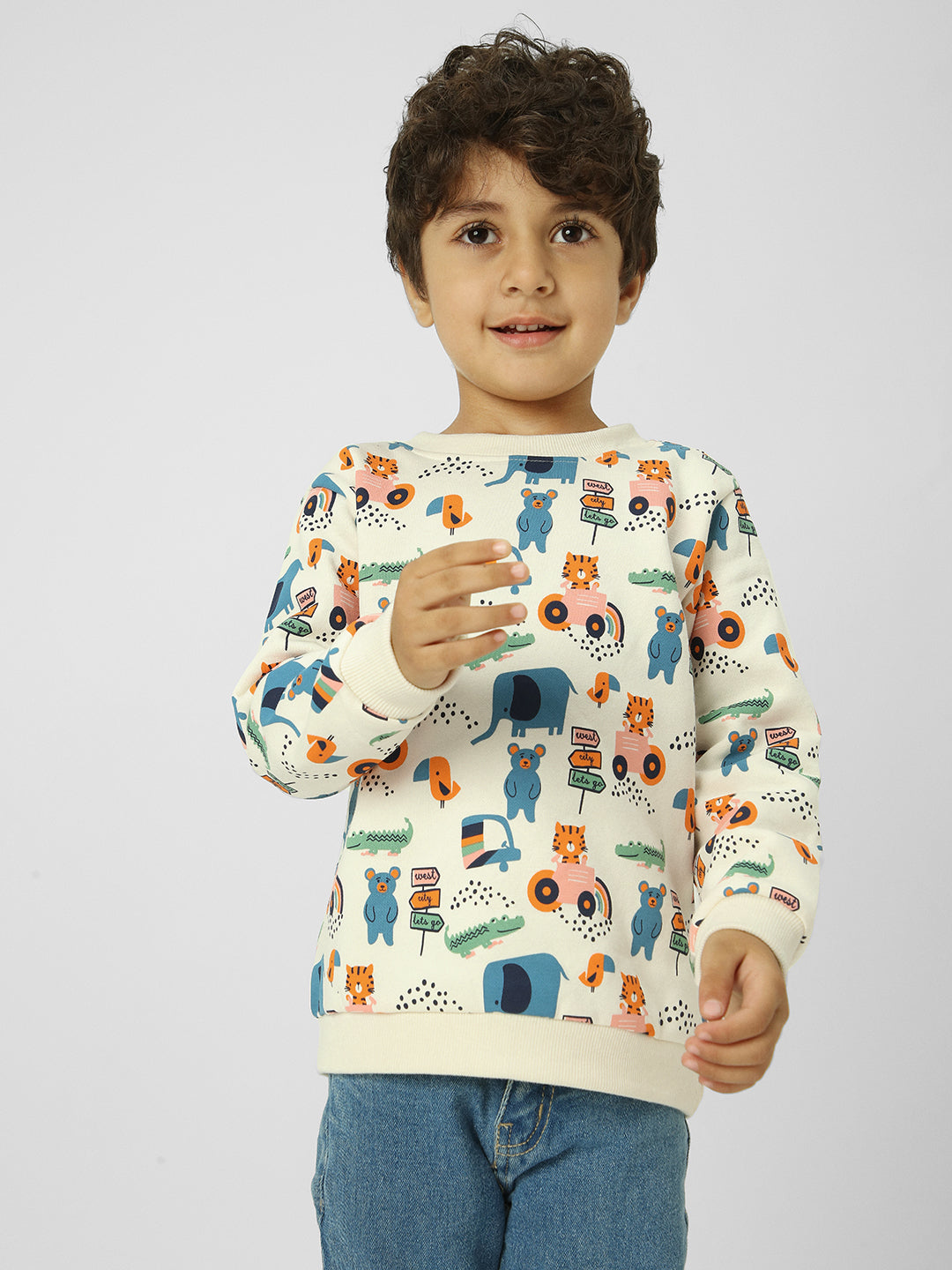 Boys Playful Conversational Printed Sweatshirt