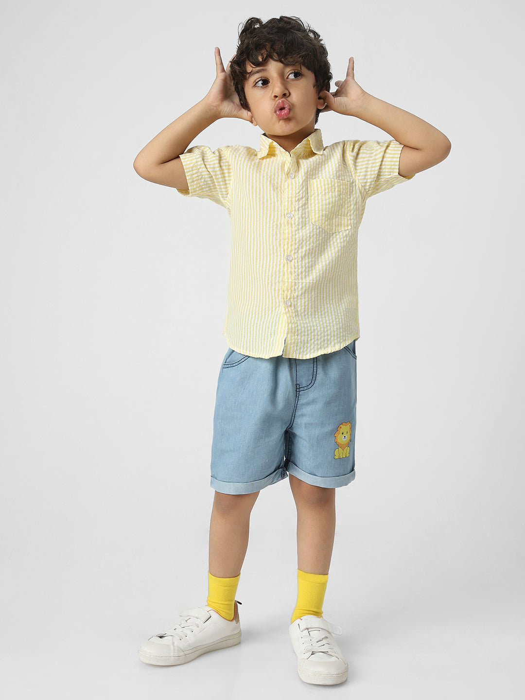 Nautinati Boys' Cotton Combo Set Of Striped Shirt And Shorts