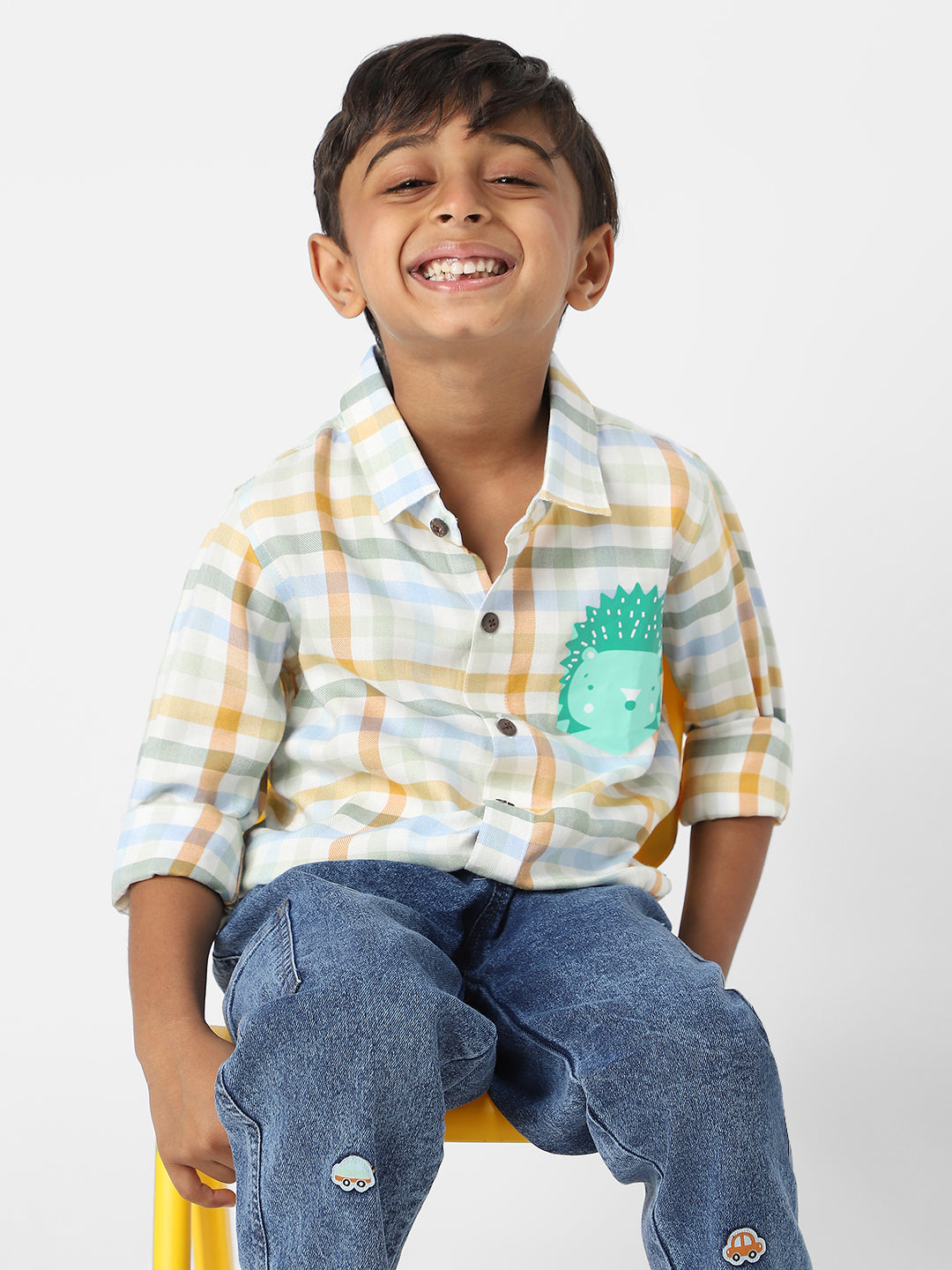 Nautinati Boys' Cotton Twill Plaid Shirt