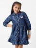Nautinati Girls' Denim Shirt Dress With Puff Sleeves