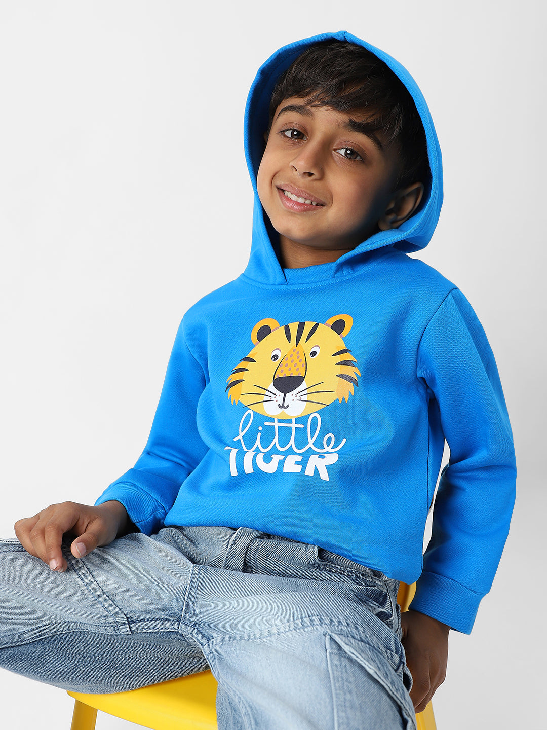 Nautinati Boys' Fleece Tiger Printed Hooded Sweatshirt