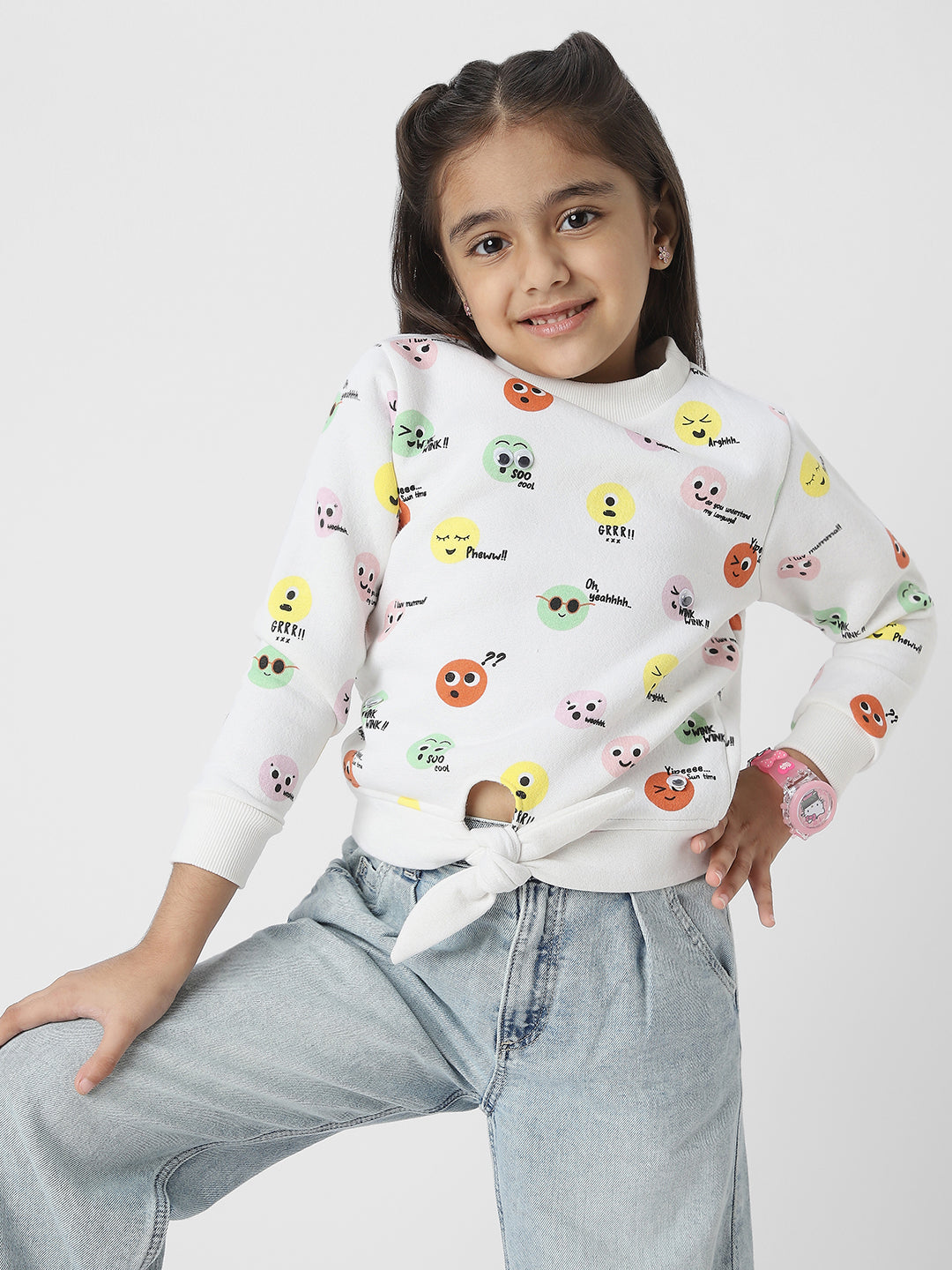 Girls Conversational Playful Printed Sweatshirt