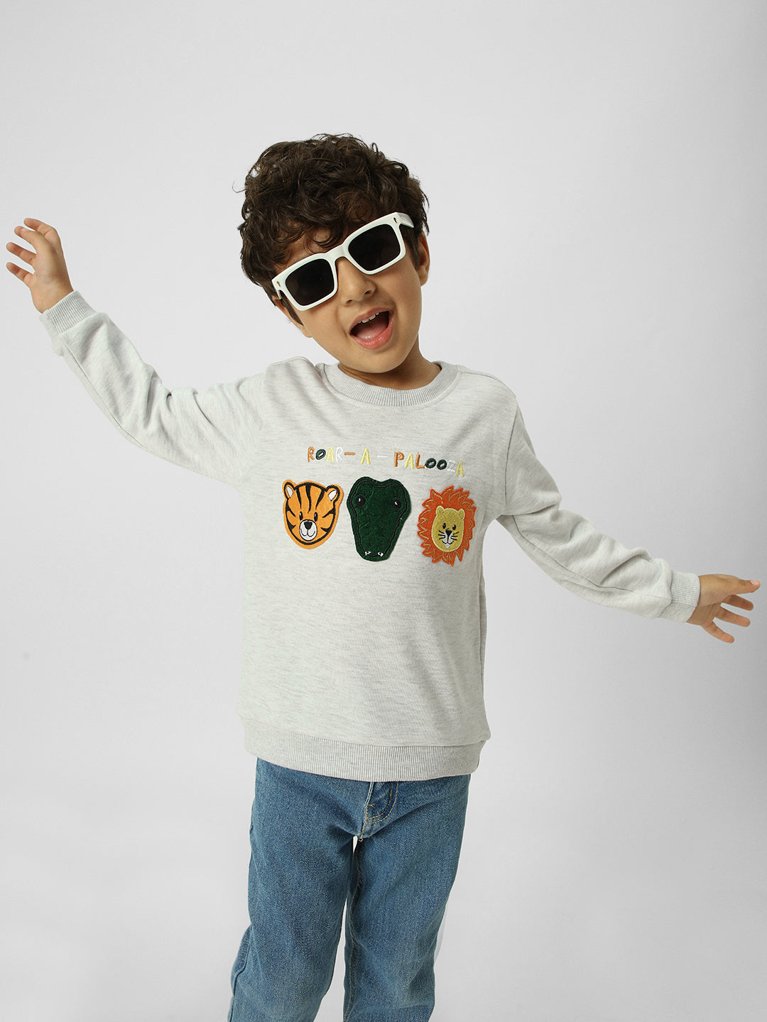 Boys Animal Printed Pullover Sweatshirt