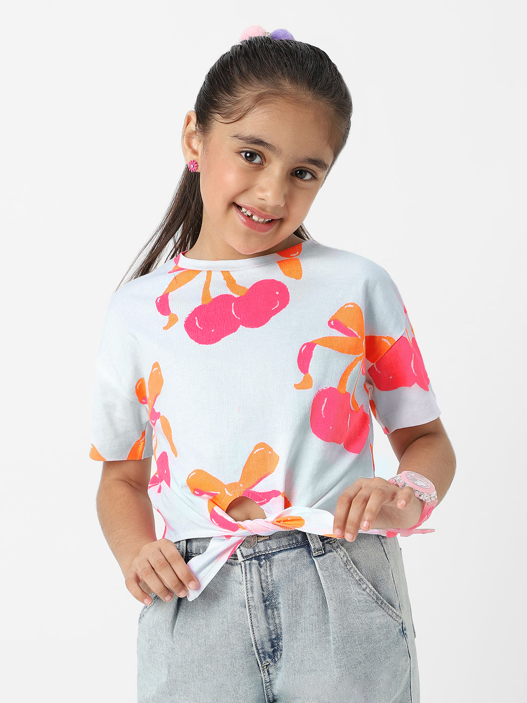 Nautinati Girls' Cotton Tie-up Top