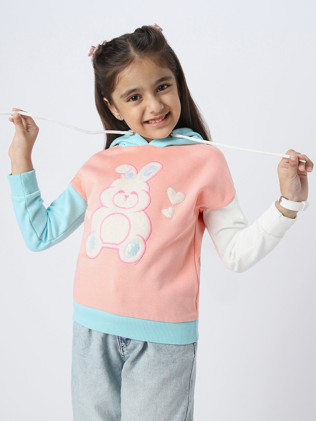 Girls Playful Graphic Print Hooded Sweatshirt