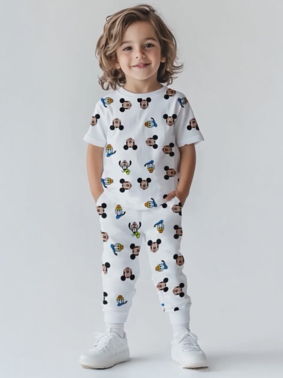 Nautinati Boys' Cotton Mickey & Donald Duck Printed T-shirt and Joggers