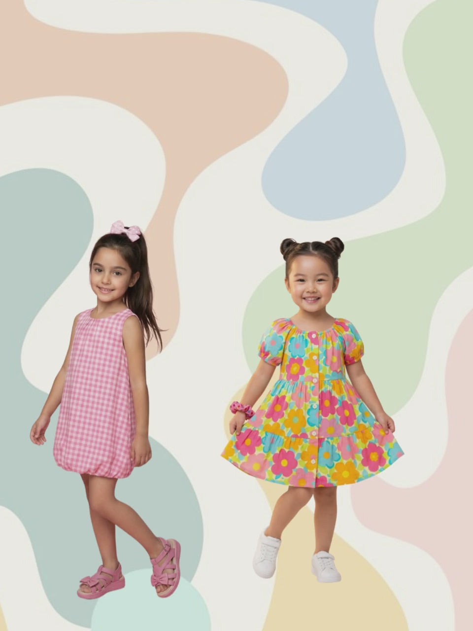 Nautinati Girls' 100% Cotton All-over Floral Print A-line Dress
