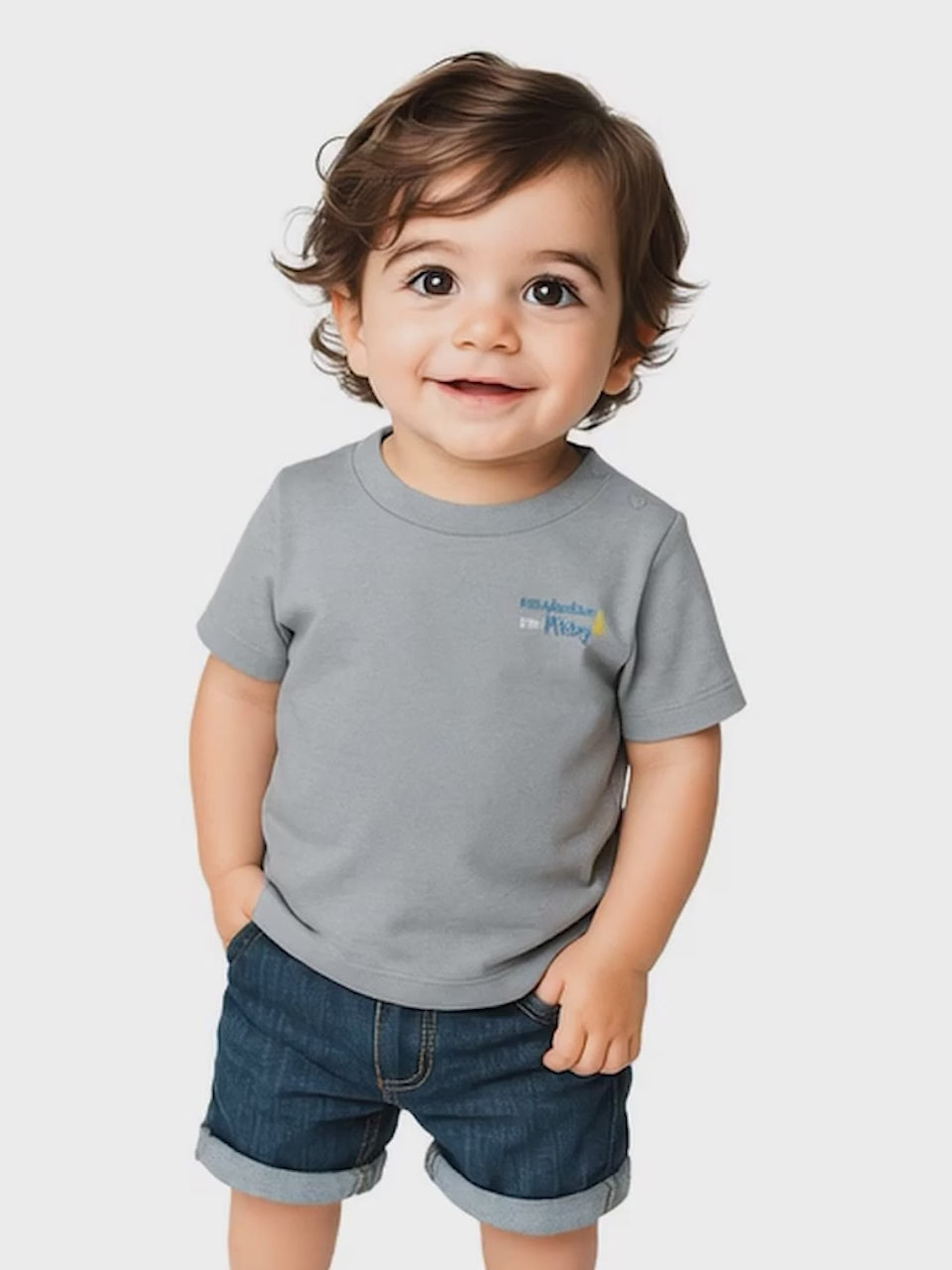 Nautinati Boys' Cotton T-shirt|Mickey Mouse Typography Print | Age 0 - 2 Years