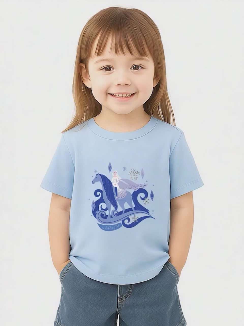 Nautinati Girls' Cotton Frozen Graphic Printed T-shirt