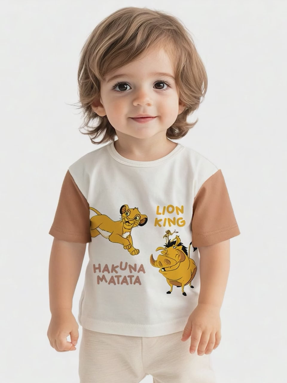 Nautinati Girls' Cotton T-shirt|Lion King Print| Age 0 - 2 Years