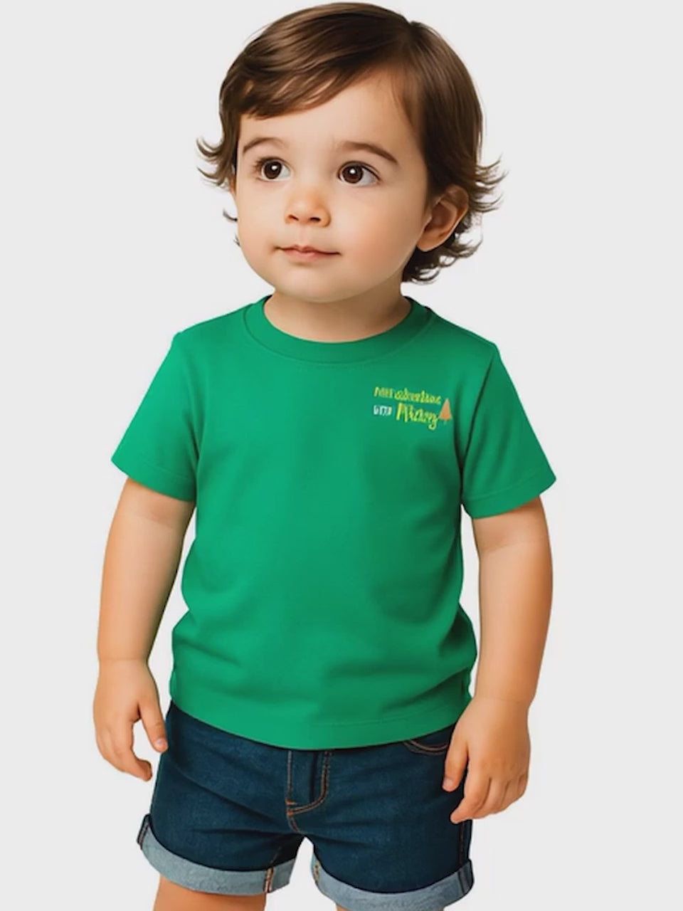 Nautinati Boys' Cotton T-shirt|Mickey Mouse Typography Print | Age 0 - 2 Years