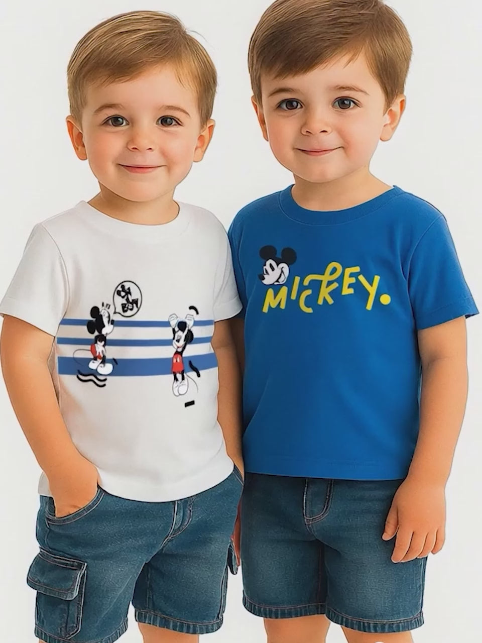 Nautinati Boys' Cotton Pack of 2 Mickey Mouse Print T-shirt