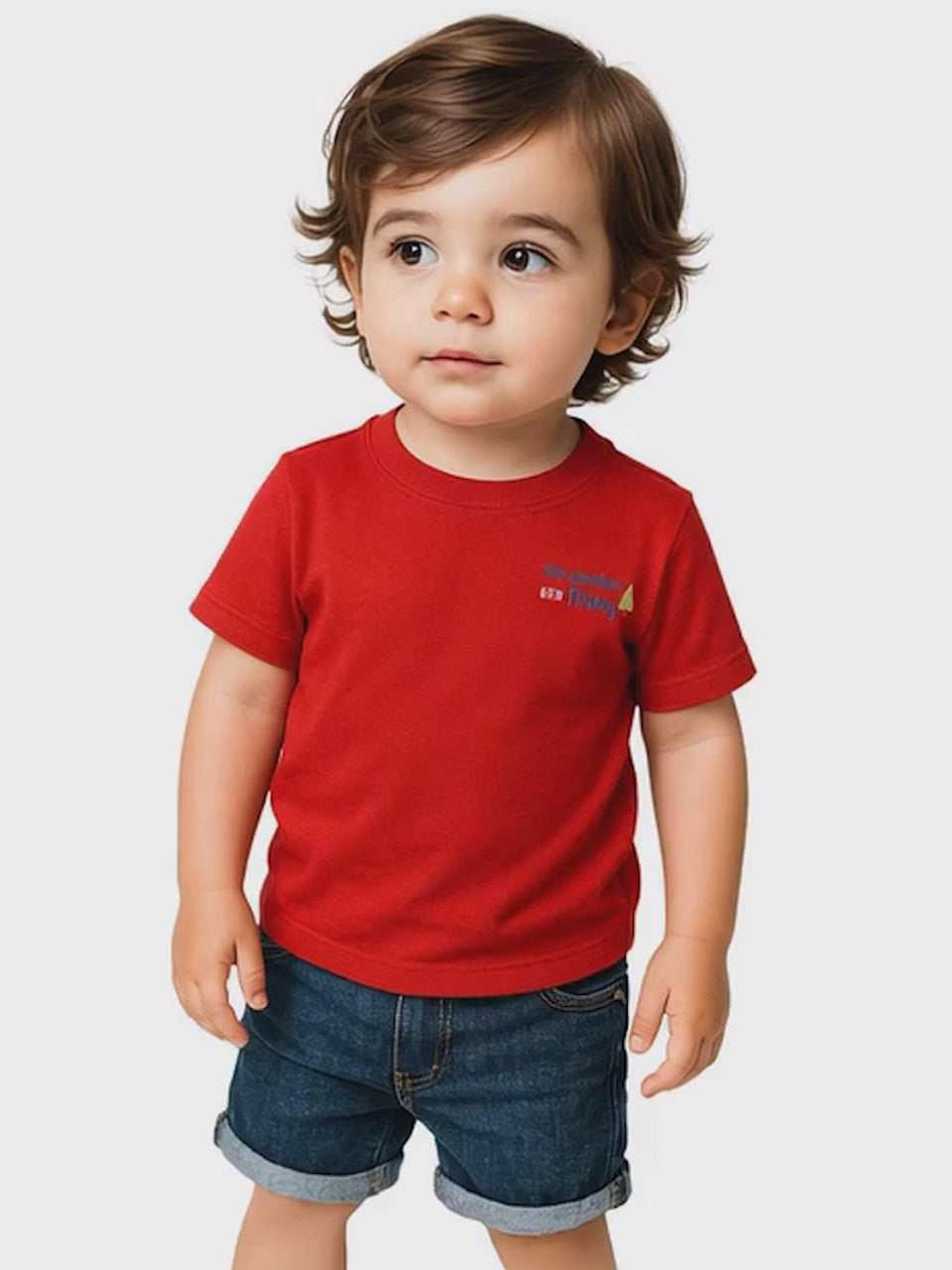 Nautinati Boys' Cotton T-shirt|Mickey Mouse Typography Print | Age 0 - 2 Years