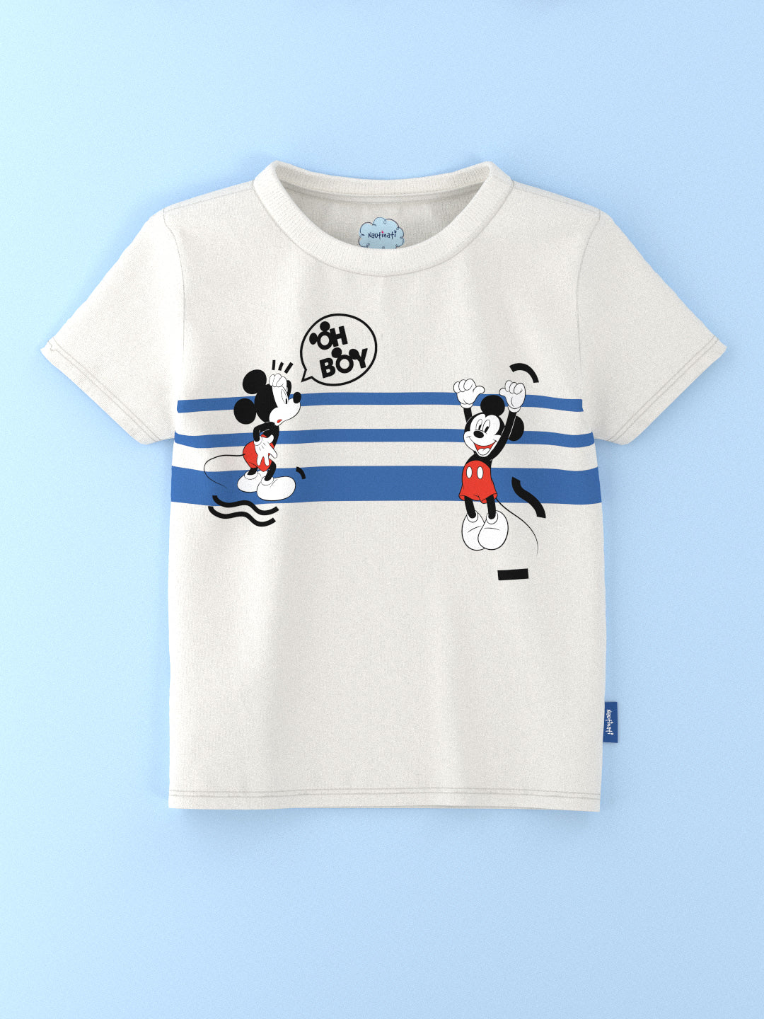 Nautinati Boys' Cotton Pack of 2 Mickey Mouse Print T-shirt