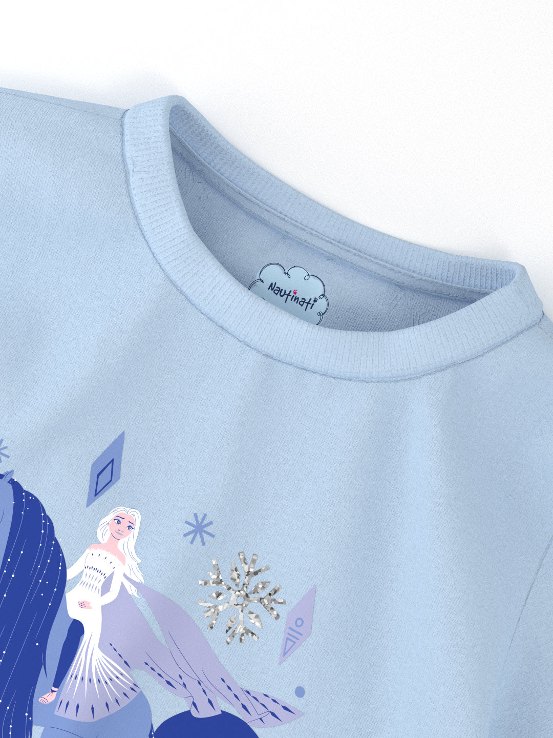 Nautinati Girls' Cotton Frozen Graphic Printed T-shirt