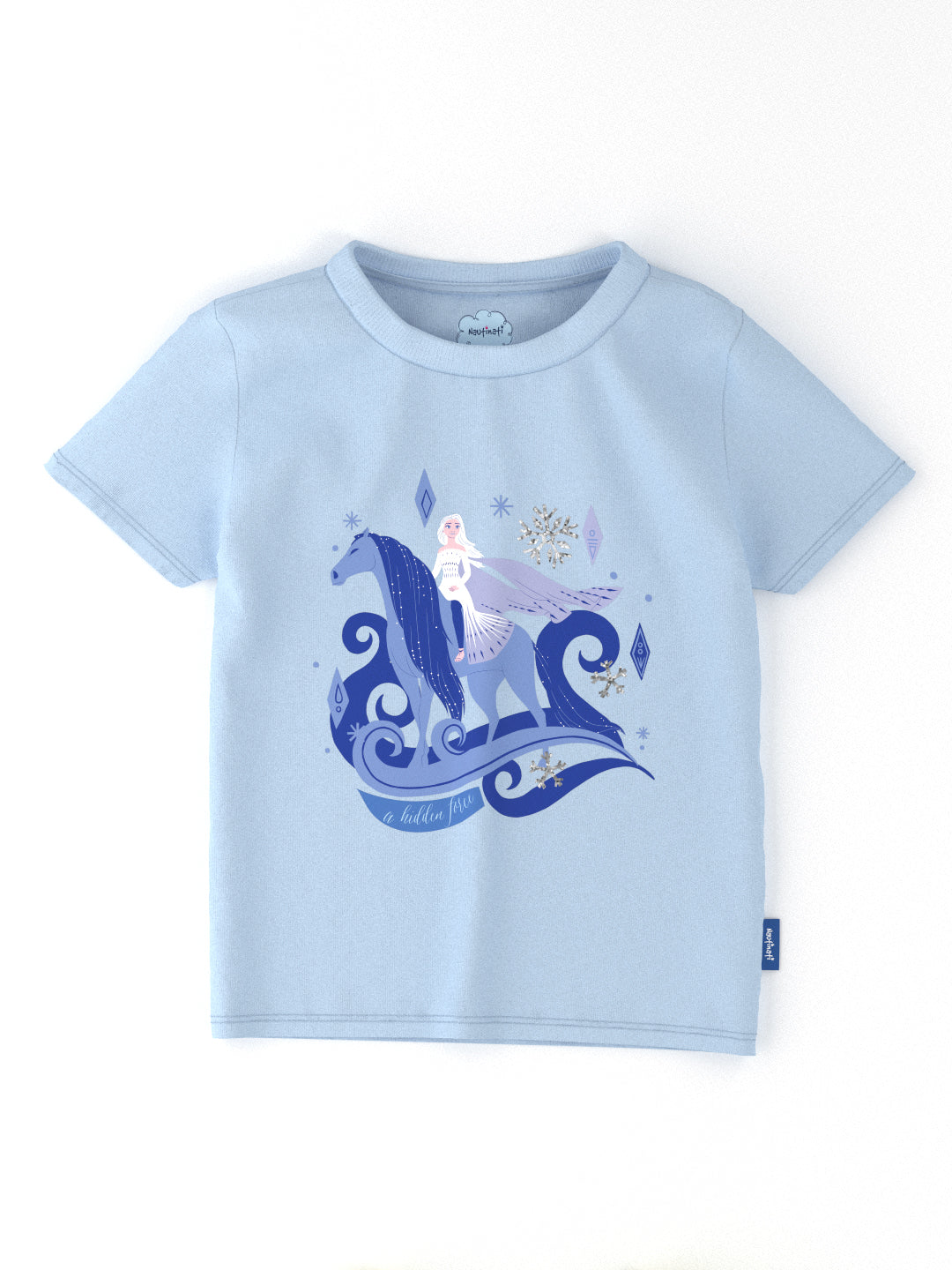 Nautinati Girls' Cotton Frozen Graphic Printed T-shirt