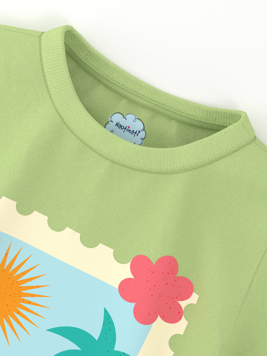 Nautinati Girls' Pack of 2 Cotton Graphic Printed and Striped T-shirts