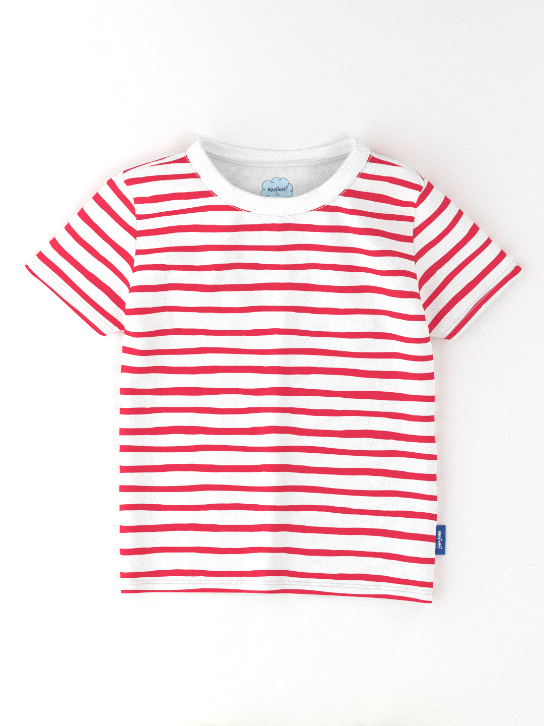 Nautinati Girls' Pack of 2 Cotton Graphic Printed and Striped T-shirts