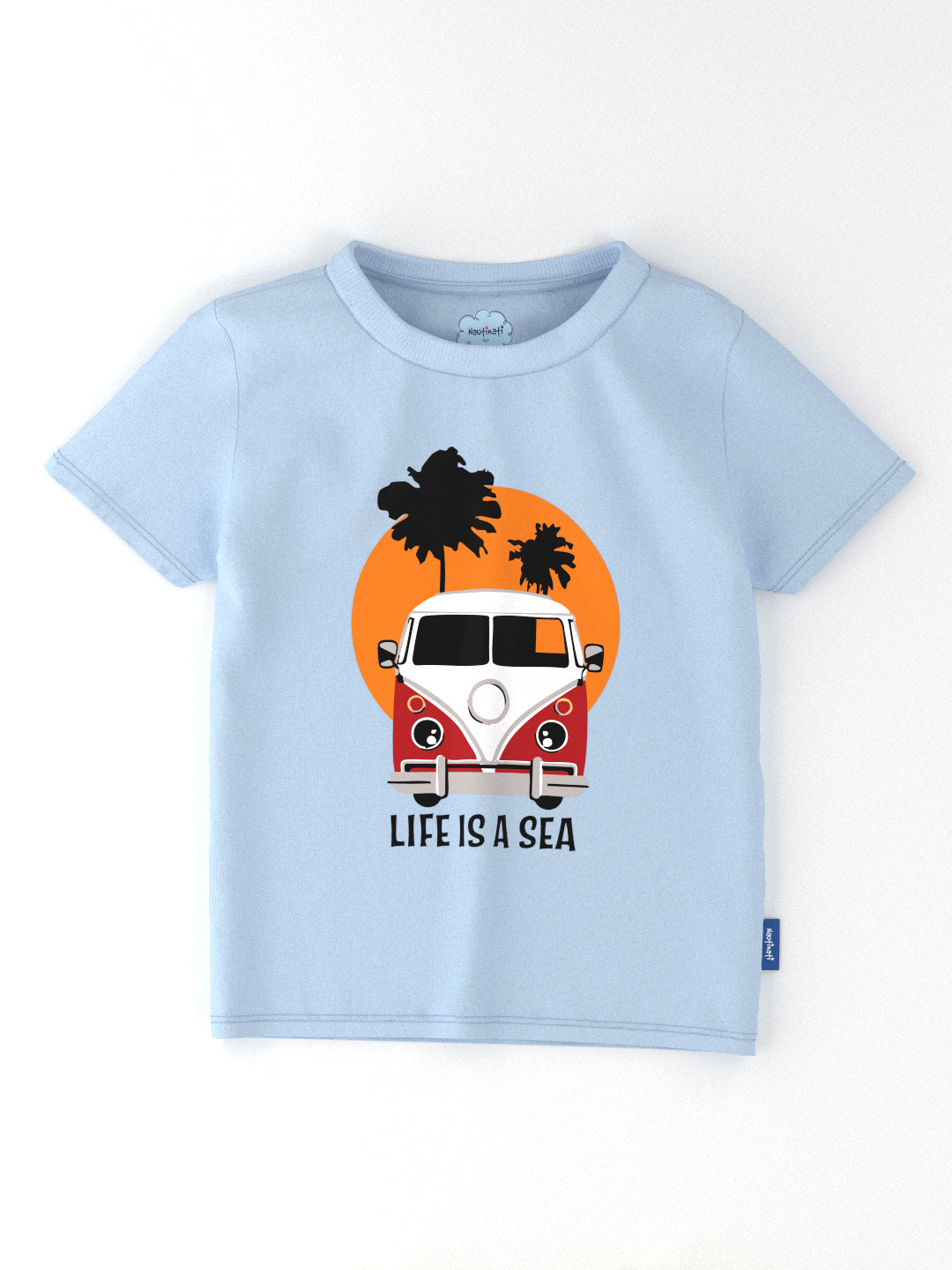 Nautinati Boys' Pack of 2 Cotton Beach Graphic Printed T-shirts