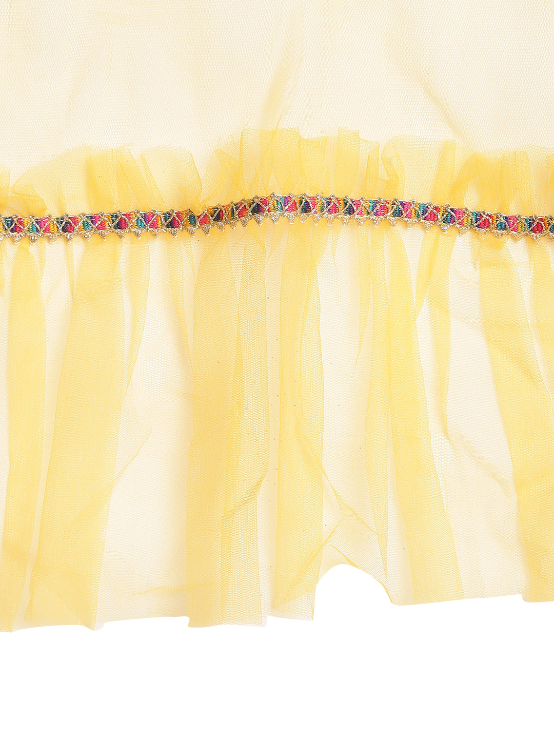 Nautinati Girls Mustard-Multi Printed Sleeveless Polyester Ethenic