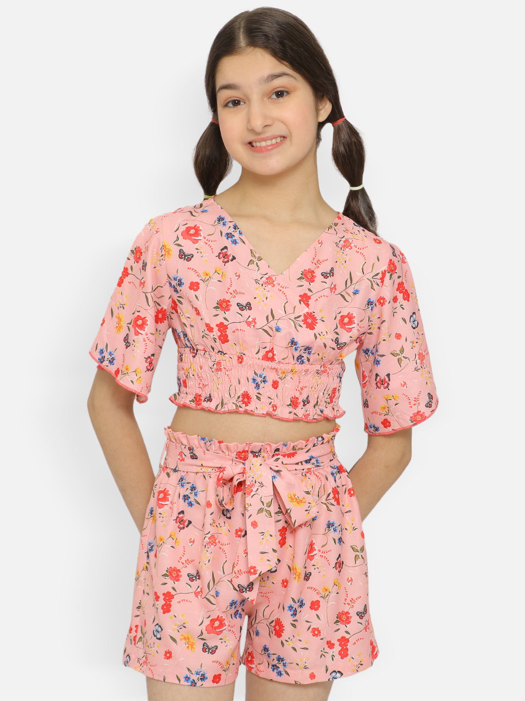 Natilene Girls Printed Top With Shorts