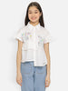 Natilene Girls Floral Embroideed Crepe Shirt Style Top