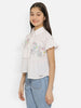 Natilene Girls Floral Embroideed Crepe Shirt Style Top