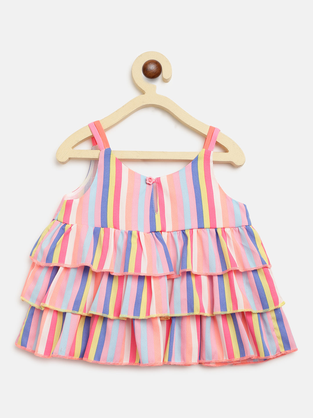 Nautinati Girls Pink Grey Striped Top With Shorts