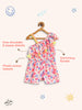 Nautinati Girls Pink Blue Printed Playsuit
