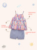 Nautinati Girls Multicoloured Printed Top With Shorts