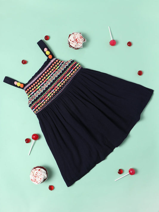 Nautinati Girls' Bunny Embroidered Dress
