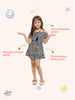 Nautinati Girls Black Purple Printed Playsuit