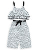 Nautinati Girls White Black Printed Top With Palazzos