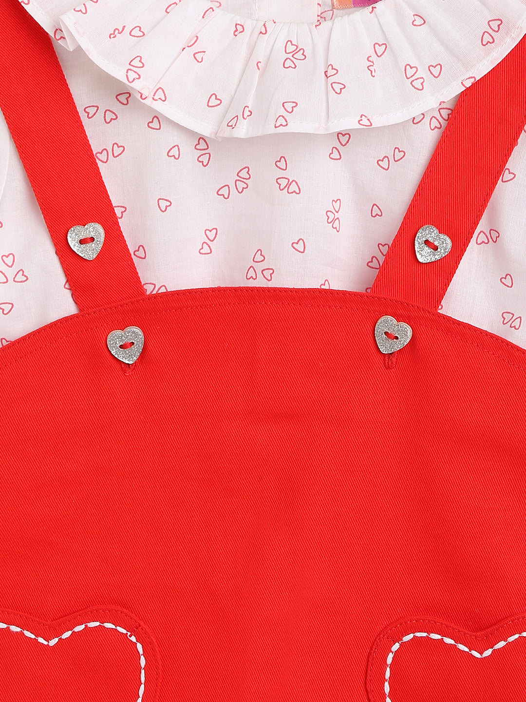 Nautinati Red Solid Cotton A-Line Dress