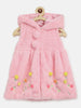 Nautinati Girls Pink Tailored Fur Jacket With Embroidered Details