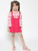 Nautinati Girls Pink White Printed Top With Pinafore Skirt