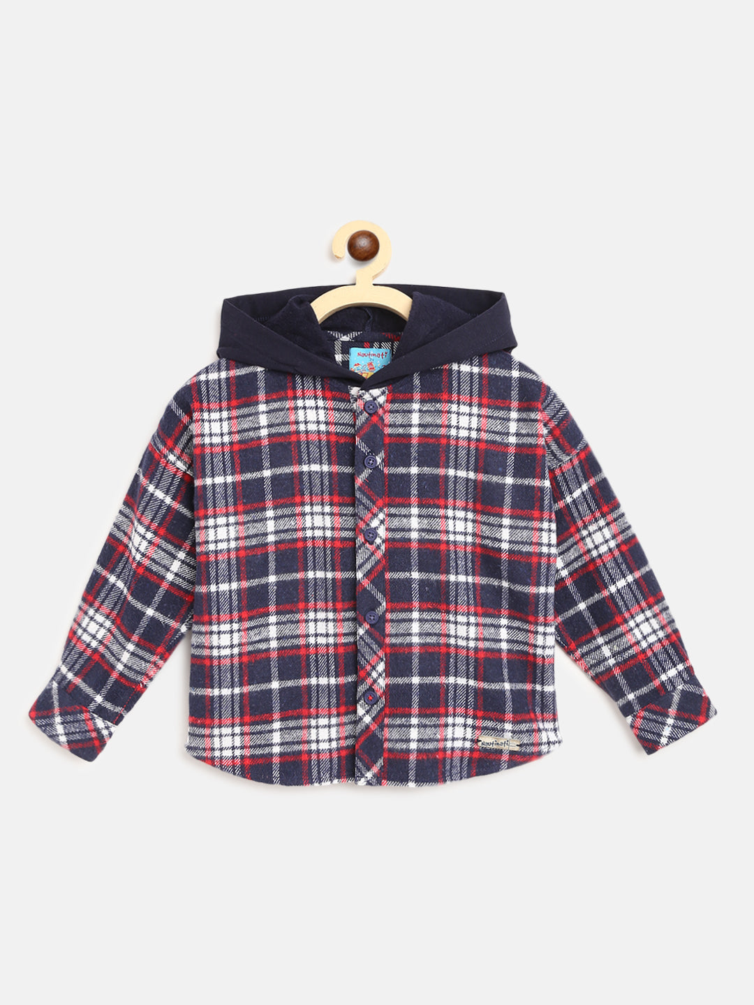 Nautinati Boys Red Standard Tartan Checked Pure Cotton Casual Shirt
