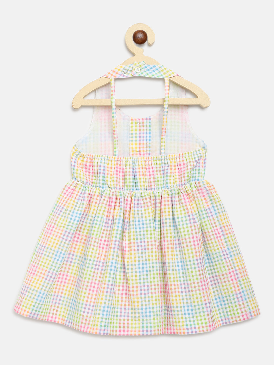 Nautinati Multicoloured Checked Halter Neck Dress