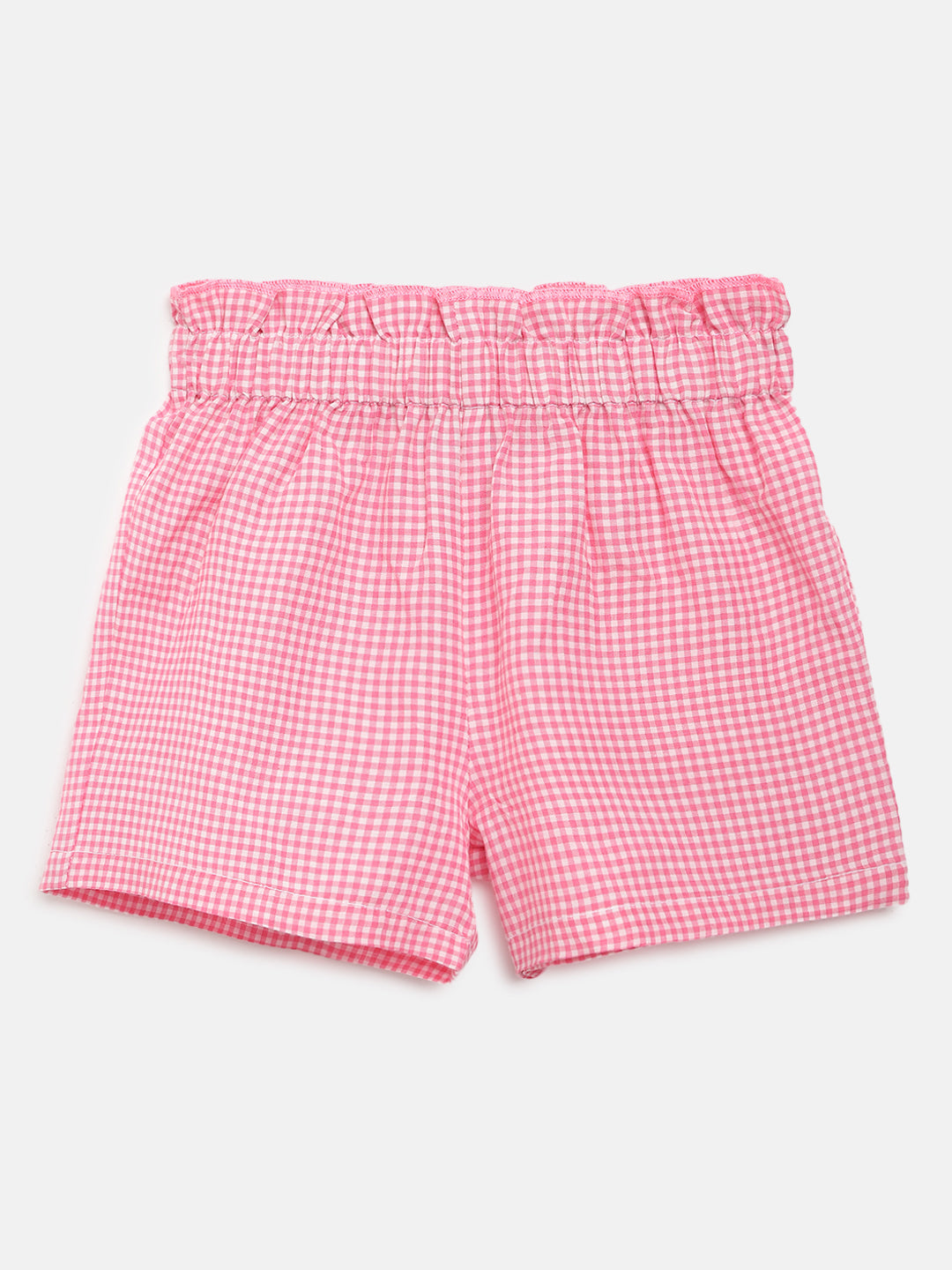 Nautinati Girls Pink Checked Top With Shorts