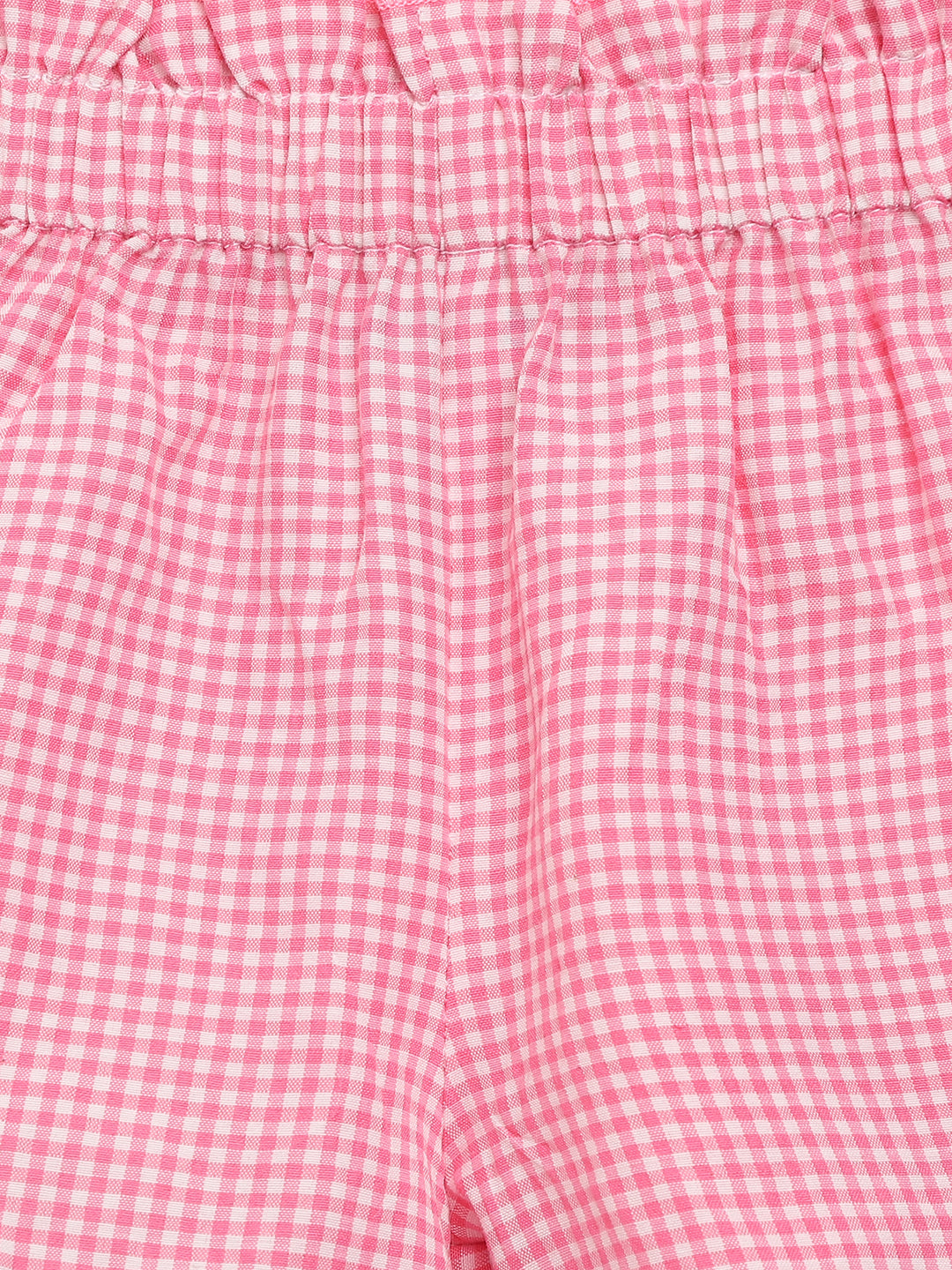 Nautinati Girls Pink Checked Top With Shorts